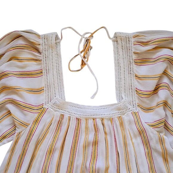 Urban Outfitters Boho Tunic Top M 3/4 Sleeve Striped Blouse Flowy Casual - Picture 6 of 11